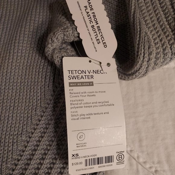 NWT Athleta grey Teton v-neck sweater, Size XS - Picture 4 of 9